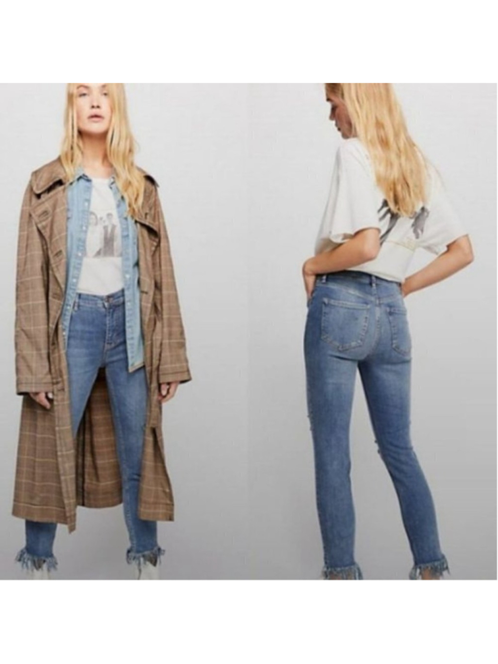Free People Great Heights Frayed Skinny Jeans Size 25